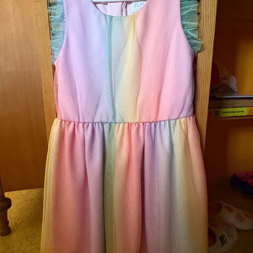 The Children's Place Pastel Rainbow Tulle Accent Dress